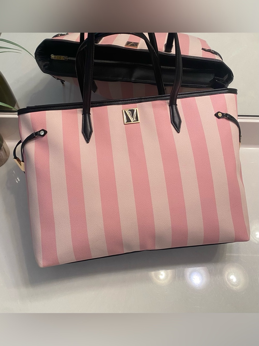 Victoria’s Secret Iconic Striped Pink Tote Bag